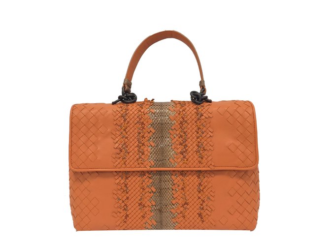 Bottega Veneta Handbags Orange Exotic leather  ref.69616