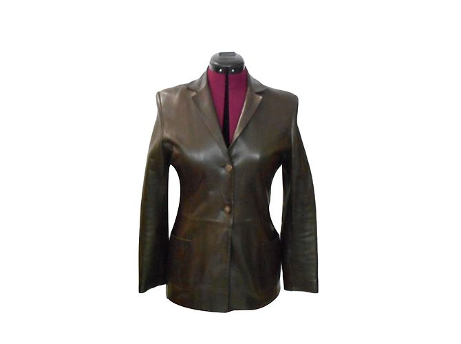 Chaqueta Regina Rubens de cuero marrón Castaño Marrón oscuro