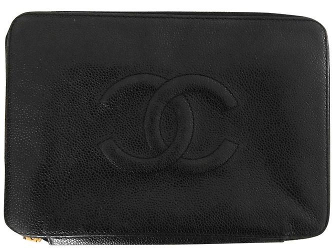 Chanel Pouch Black Grained Leather