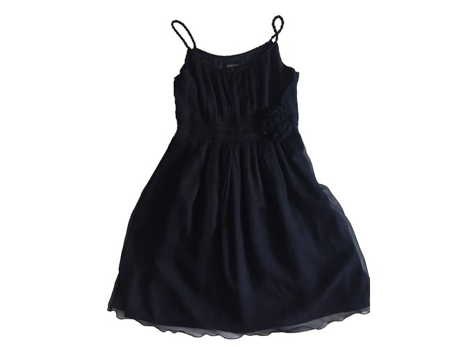 CAROLL Dress Navy blue Silk  ref.69640