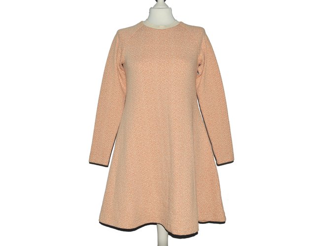 Ganni Robe Coton Polyester Viscose Elasthane Orange  ref.69677