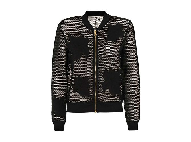 Giacca Bomber Guess Thread Mesh Nera Nero
