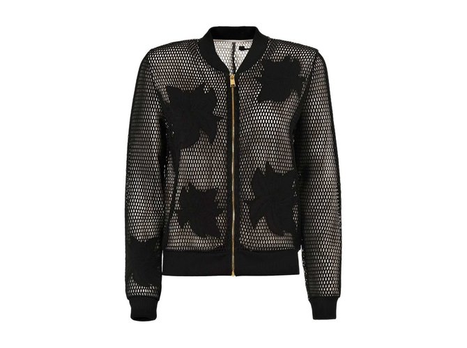 Guess Thread Mesh Bomber Jacke Schwarz