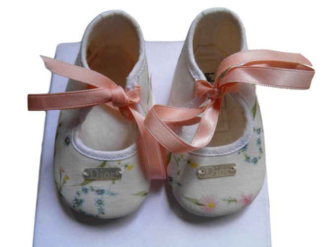 Baby Dior Chaussons Coton Blanc  ref.69741