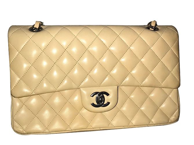 Chanel Timeless beige lambskin leather handbag