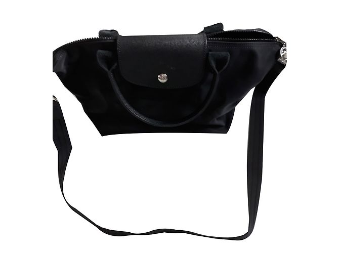 Borsa a mano Longchamp Pliage in pelle e materiale sintetico nera Nero