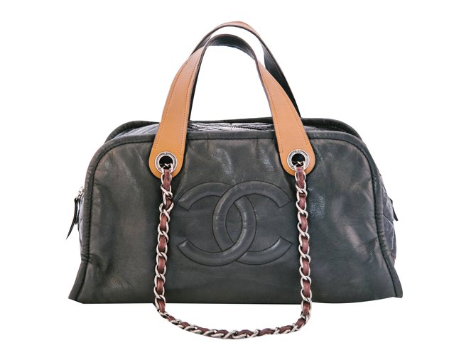 Chanel Bowling Bag Handbags Leather Black Ref 69815 Joli Closet Chanel Bowling Bag Handbags Leather Black Ref 69815
