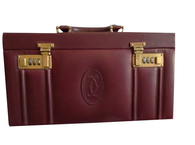 Cartier Travel bag Dark red Leather  ref.69827