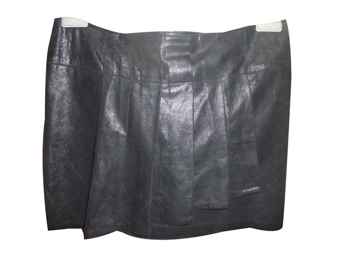 Comptoir Des Cotonniers Falda elegante Negro Cuero  ref.69836