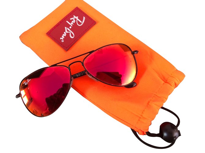 Ray-Ban gafas Negro Roja Naranja Acero  ref.69868
