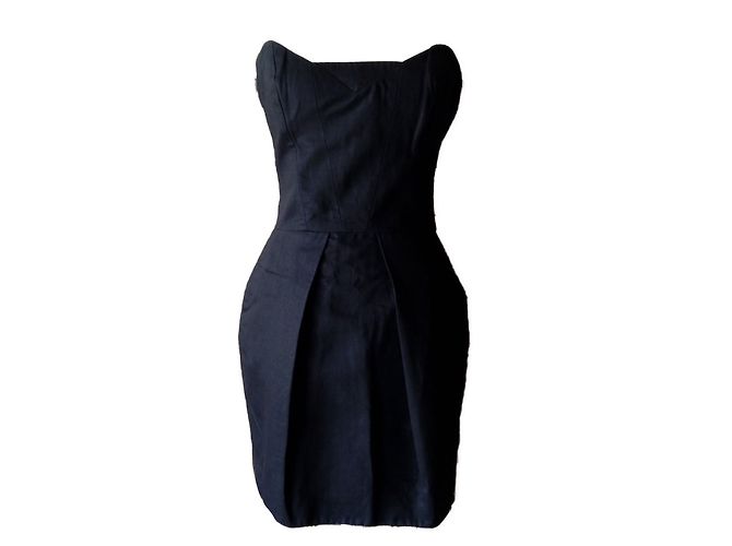 French Connection Trägerloses kurzes Kleid in Schwarz Baumwolle