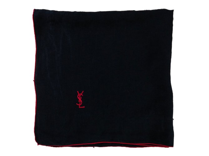 Yves Saint Laurent Scarf Black Red Cotton  ref.69914