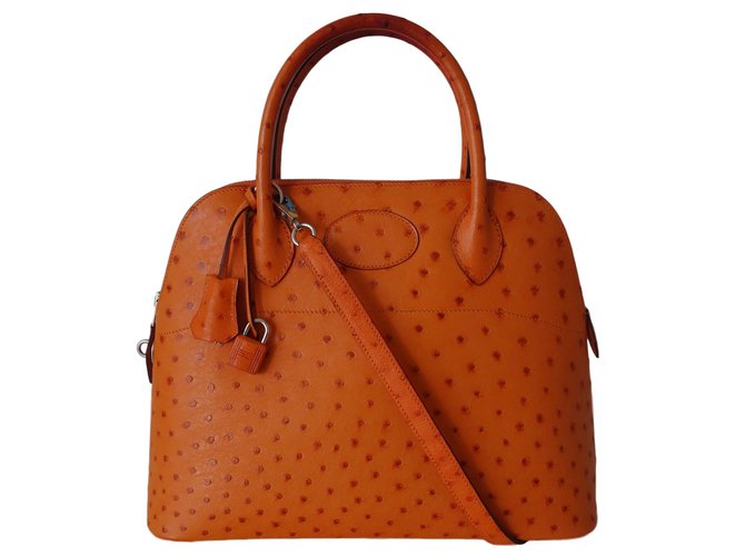 Hermès Bolide 31 Ostrich leather Orange Exotic leather  ref.69994