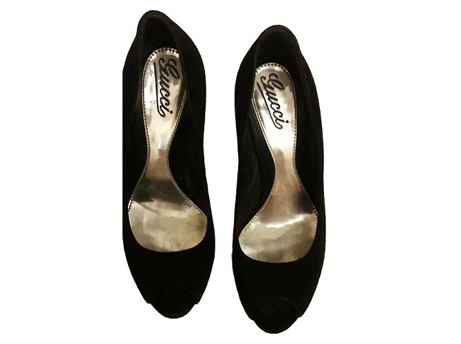 Gucci Sofia high heel platform sandals black suede