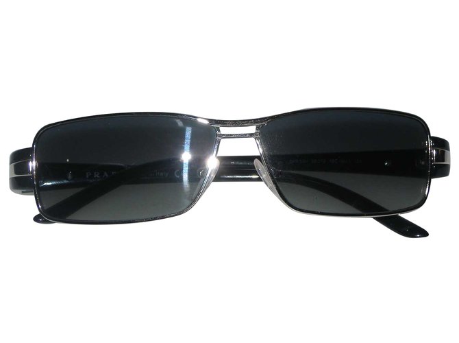 Prada Oculos escuros Preto Prata Metal Vidro  ref.70028