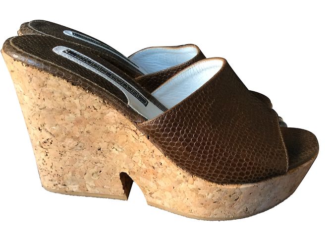 Studio Pollini Mules compensées Marron