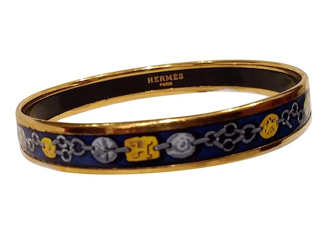 Hermès Braccialetto Blu Ceramica Placcato in oro  ref.70107
