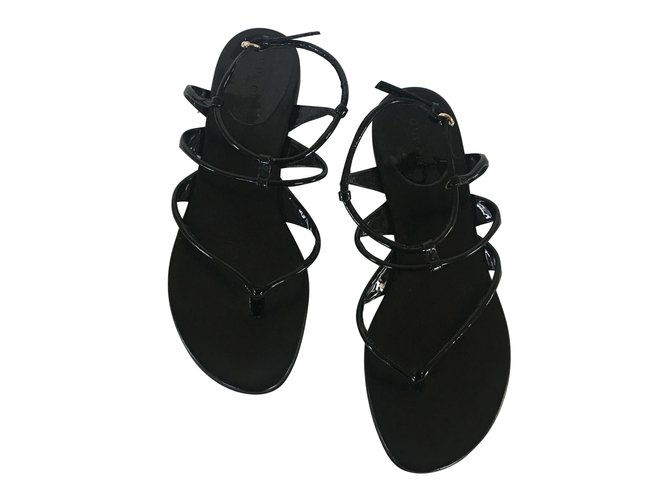 Gucci sandali Nero Pelle verniciata  ref.70135
