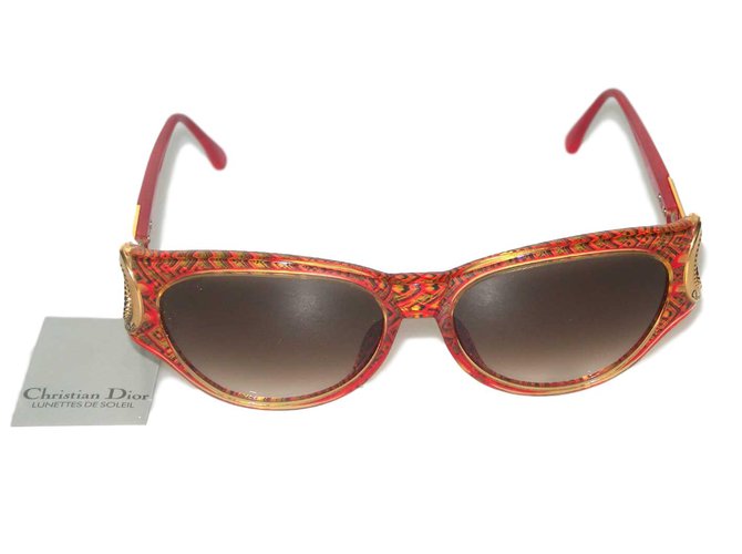 Christian Dior Gafas de sol Roja Dorado Plástico  ref.70186