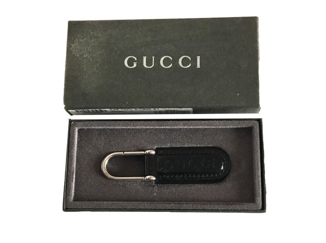 Gucci Keychain Black Leather  ref.70208