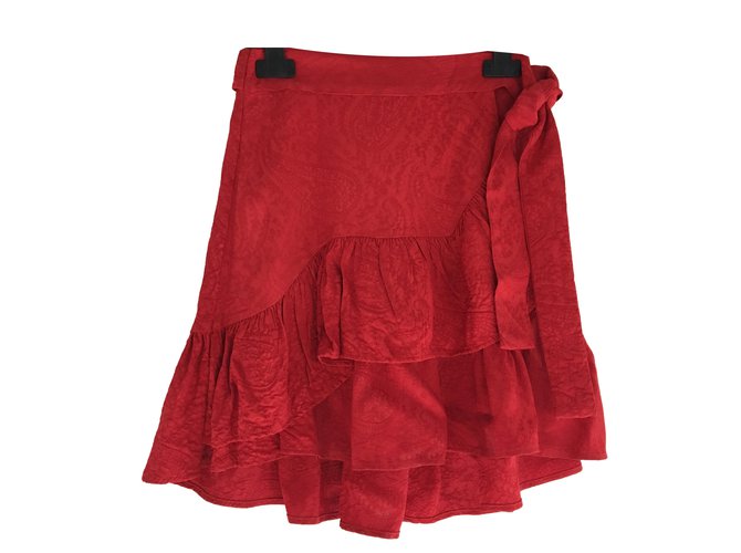 Maje Skirt Red Viscose  ref.70258