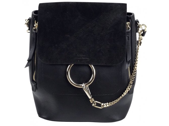 Chloé medium faye bagpack black Leather  ref.70294