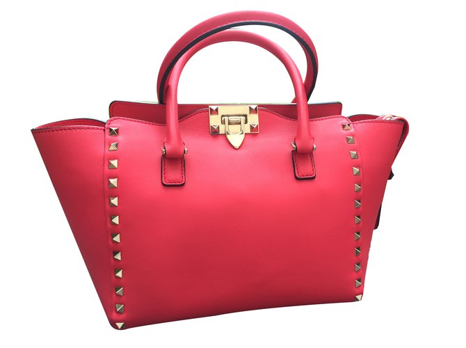 Valentino Garavani Small Ruckstud Handbag Red Leather  ref.70315