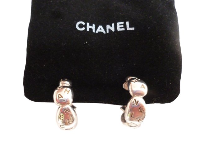 Chanel Earrings Silvery Silver  ref.70454