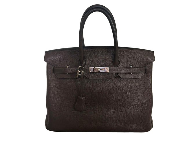 Hermès Birkin 35 en cuir Togo marron havane Marron foncé  ref.70458