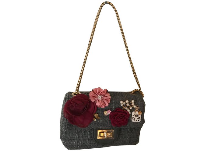 Zara Bolsa Cinza Tweed  ref.70546