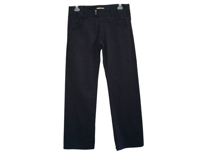 Ferré Milano Pants Navy blue Cotton  ref.70558