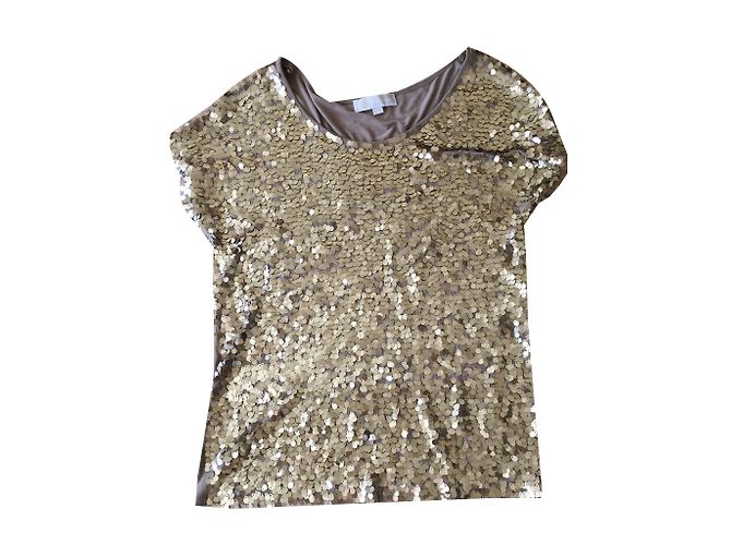 Camicia Michael Kors Dorata con Paillettes a Maniche Corte D'oro
