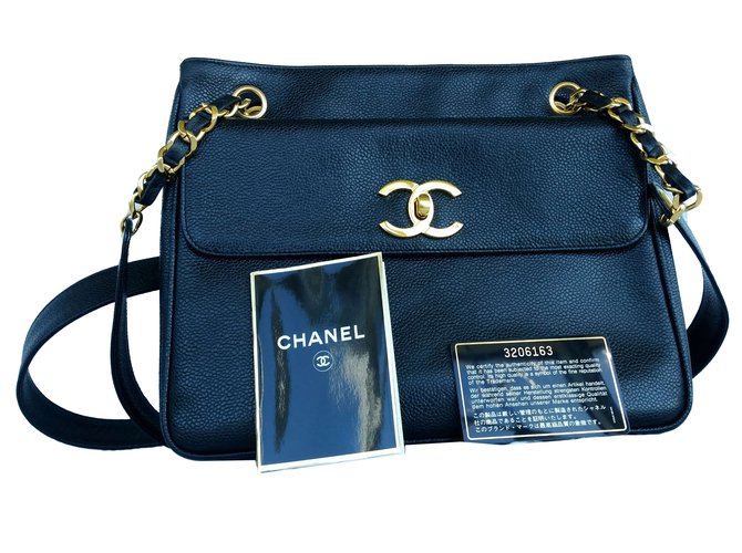 Chanel Timeless shopping Cuir Noir  ref.70658