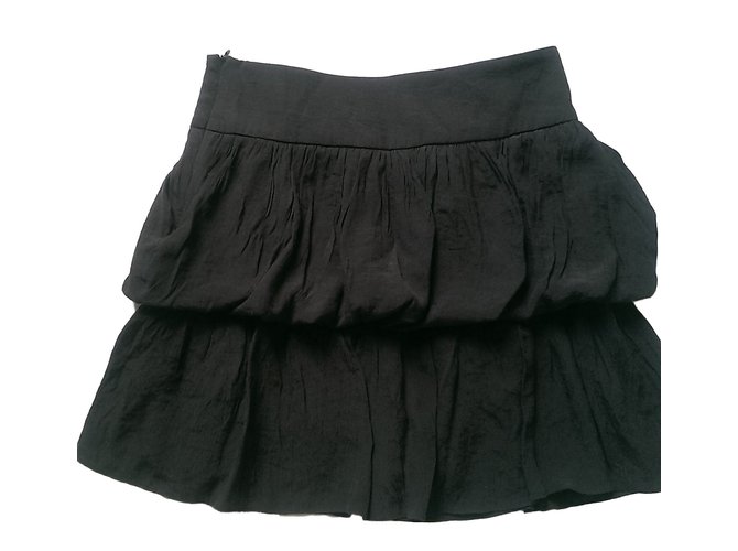 Sandro Skirt Black Polyester Rayon  ref.70822