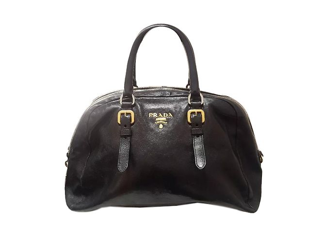 Bolsa de mão Prada em couro preto