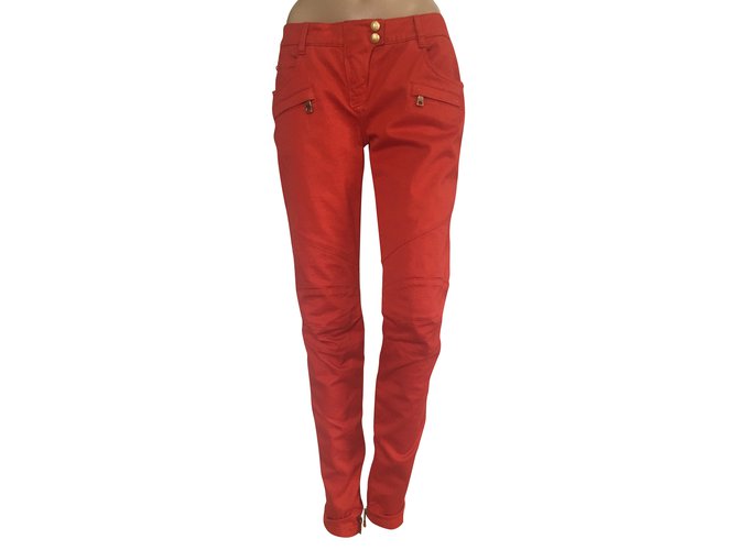 Balmain Jeans Red Cotton  ref.70844