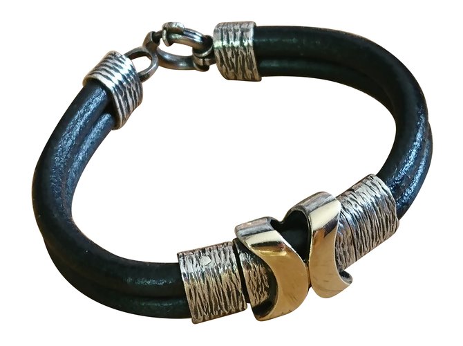 Autre Marque Bracelet Black Leather  ref.70854