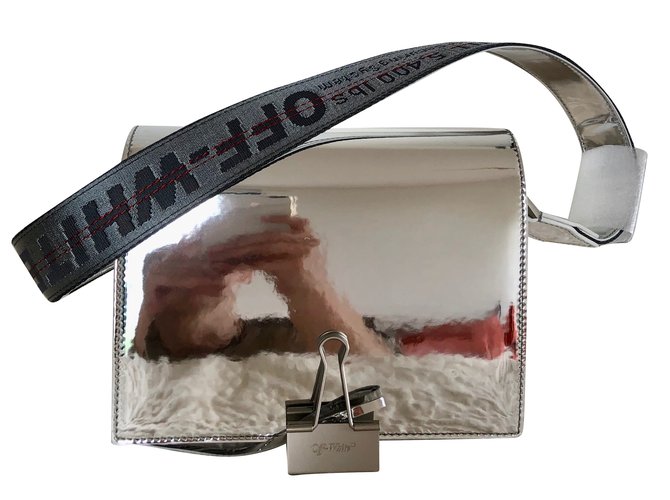 Off White Handbag Silvery Leather  ref.70944