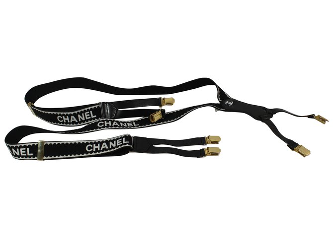 Chanel Bretelles Elasthane Noir  ref.70982