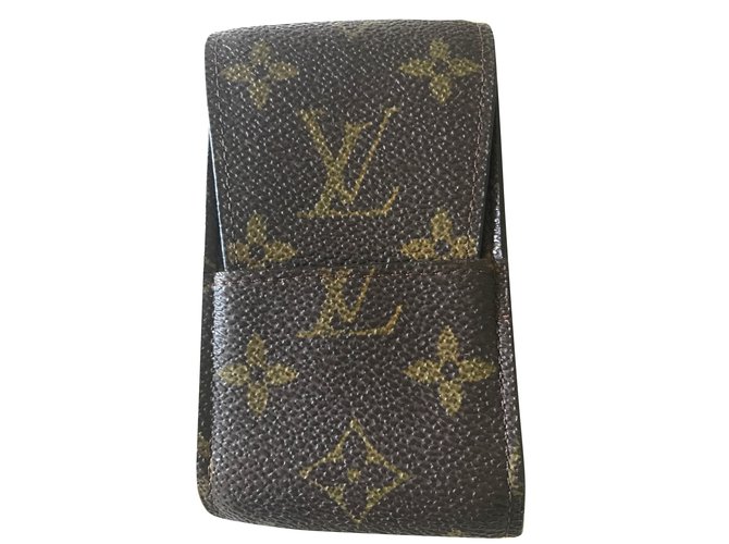 Louis Vuitton Caixa de cigarro Marrom Couro  ref.70991