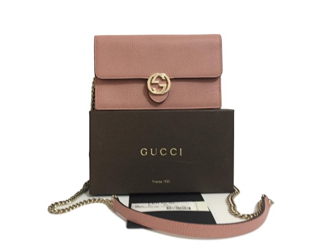 Gucci Wallet chain Pink Leather  ref.71024
