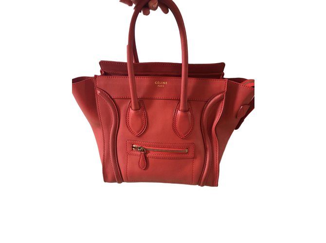 Céline Luggage Red Leather  ref.71109