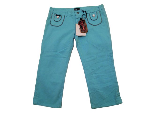 Dolce & Gabbana Pants, leggings Blue Cotton  ref.71175