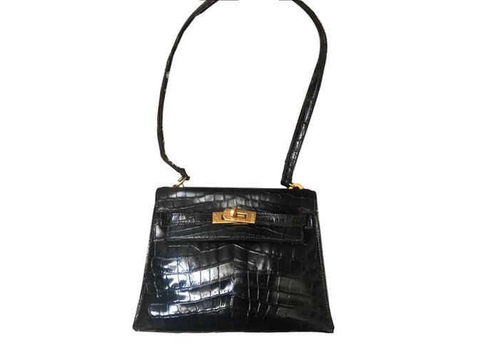 Kelly Hermès Handbags Brown Exotic leather  ref.71194