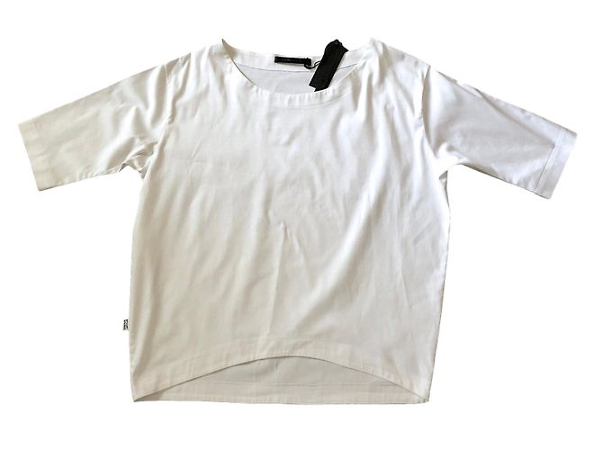 Autre Marque Top asimétrico blanco de algodón 