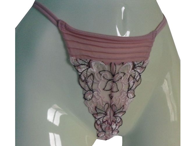 Autre Marque Tanga de seda rosa Charlott