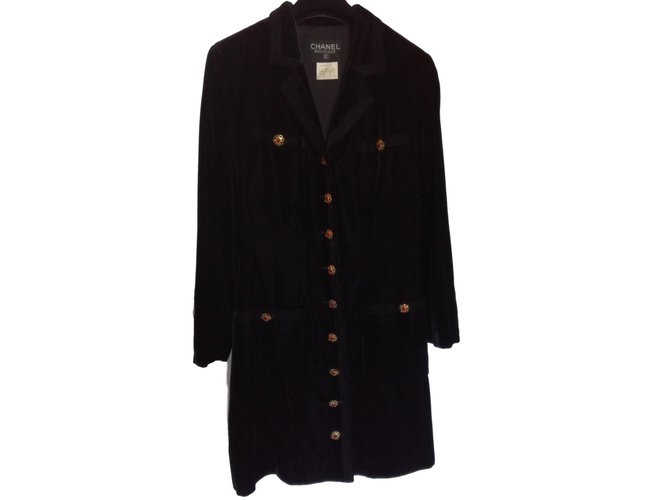 Chanel Coats, Outerwear Black Velvet  ref.71315