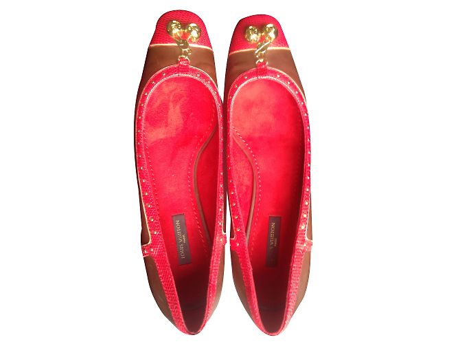 Louis Vuitton Ballerinas Python Leder Schokolade Rot