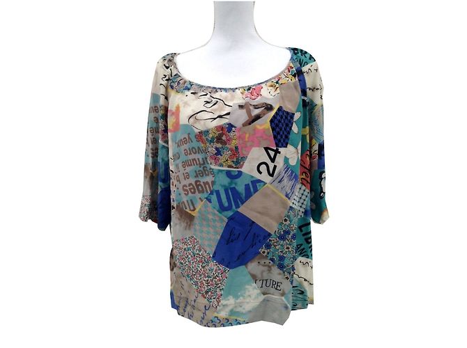 Camicetta di seta Gerard Darel Patchwork Rosa Blu Verde