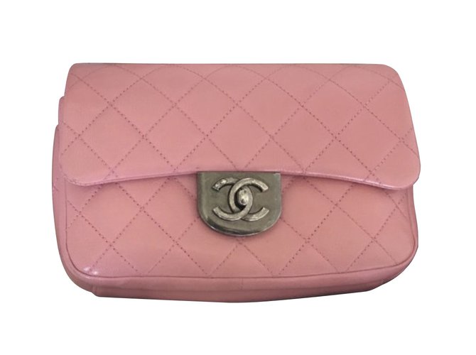 Chanel Handbags Pink Leather  ref.71354